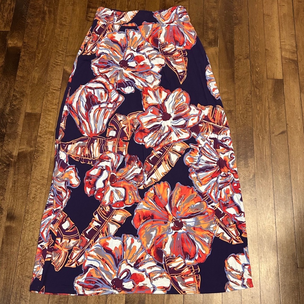 Tommy Bahama Maxi Skirt Womens XS Purple Orange Floral Excellent Tropical Boho